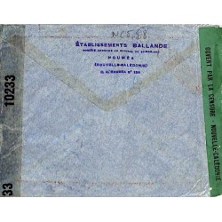 1943 NOUMEA NELLE-CALEDONIE cachet CENSURE ALLIEE NOUVELLE CALEDONIE 9*