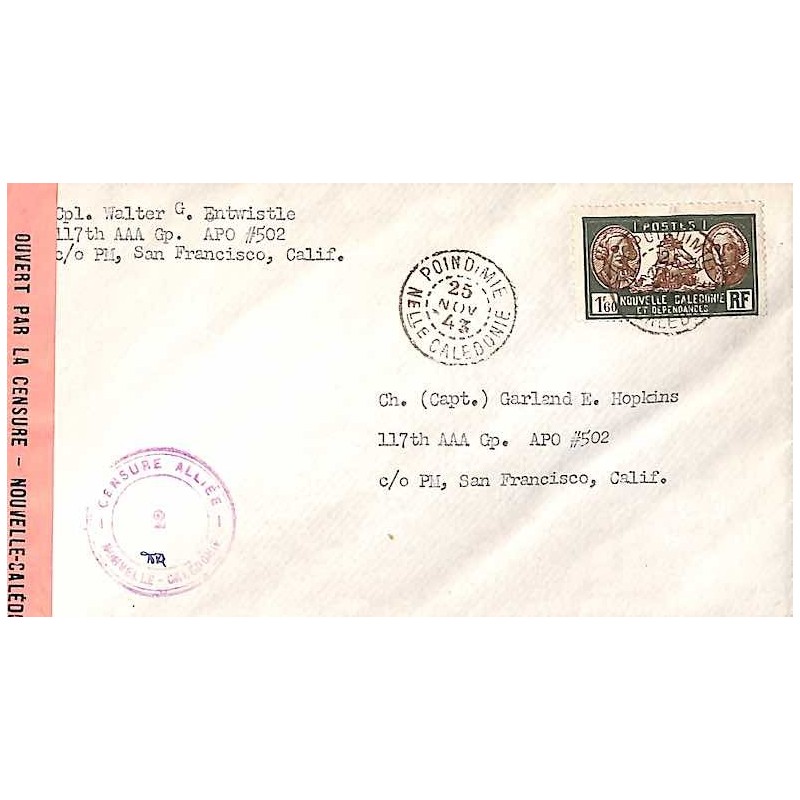 POINDIMIE NELLE-CALEDONIE cachet CENSURE ALLIEE NOUVELLE CALEDONIE 2 POINDIMIE NELLE-CALEDONIE cachet CENSURE ALLIEE NOUVELLE CALEDONIE 2
