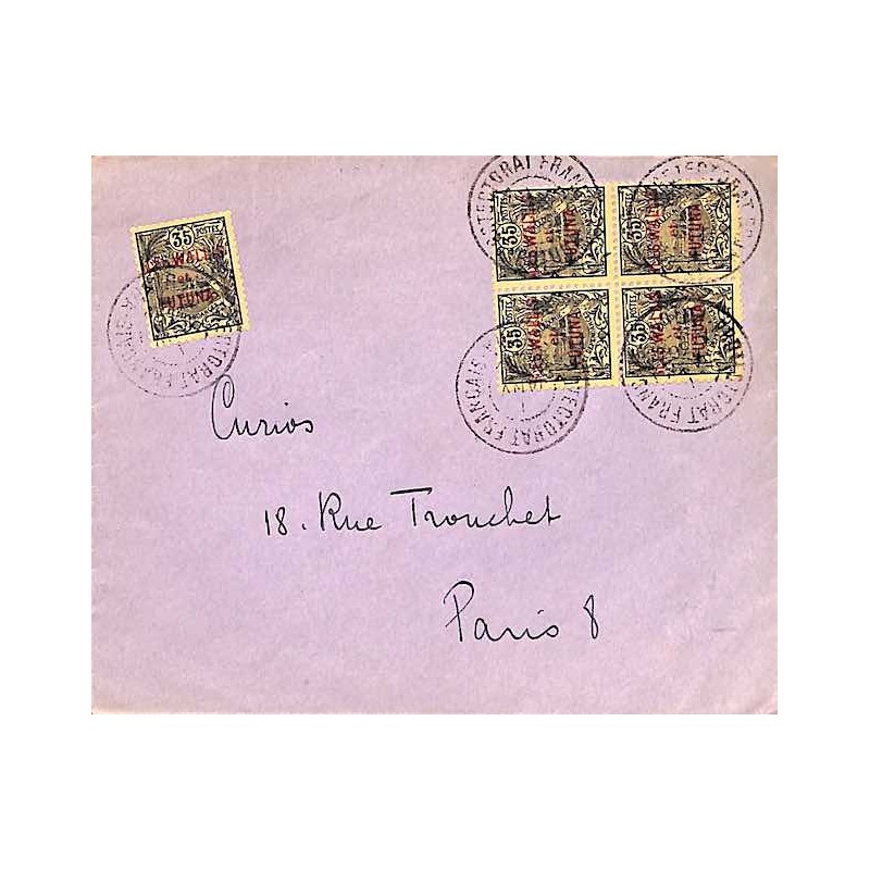 1936 lettre pour la France  avec 10 (x5)  PROTECTORAT FRANCAIS . WALLIS