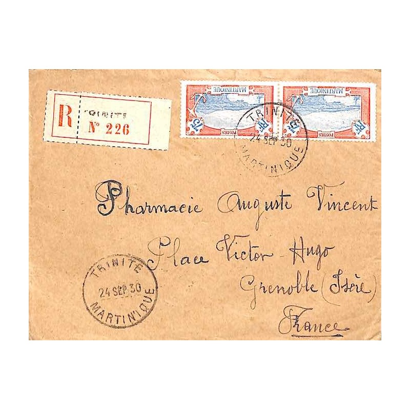 TRINITE MARTINIQUE 1930 sur lettre recommandée