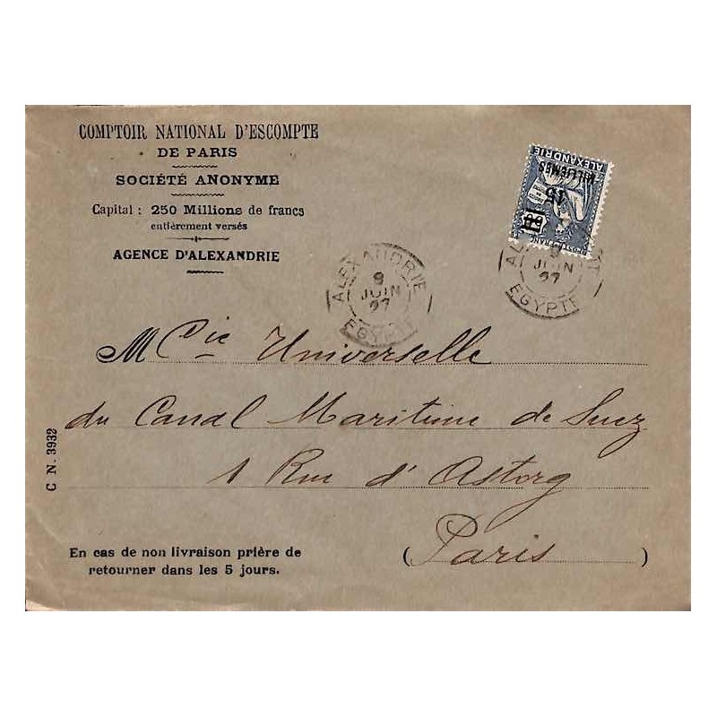 1927 Lettre avec Levant 71 ALEXANDRIE EGYPTE