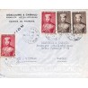 1954 lettre intérieur Vietnam 23 (x2), 24 (x2) Oblitération TOURANE