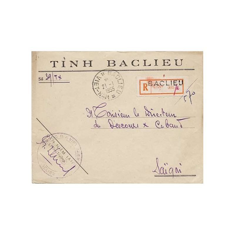 1955  lettre au verso 23 (x2) 24 (x2) de BACLIEU