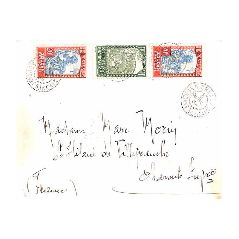 1934 lettre pour la France à 70 c de MARKALA SOUDAN - FRANÇAIS