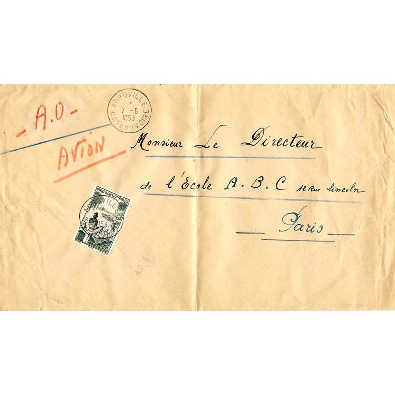 1953 Lettre avion Aof 42 Manuscrit Imprimés A.O - Avion