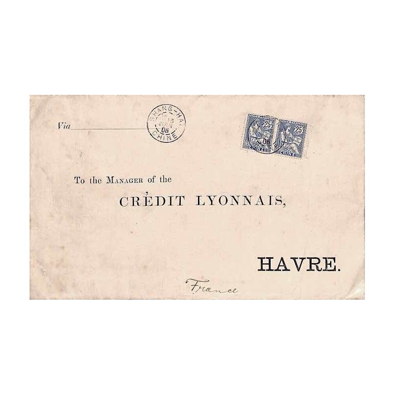 1906 lettre double port pour la France