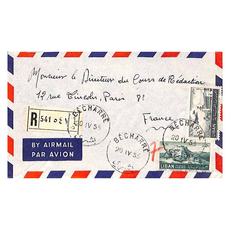 1953 BECHARRE Lettre recommandée avion