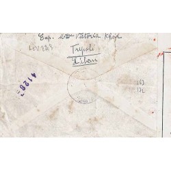 1945 Lettre recommandée avion Oblitération TRIPOLI MARINE Bande et cachet censure