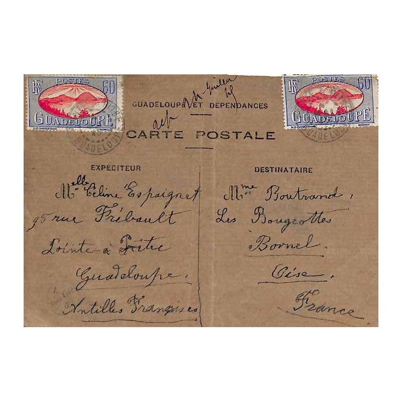 1945 Carte de correspondance familiale de POINTE A PITRE GUADELOUPE