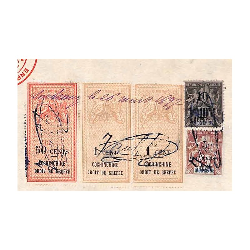 Droits de greffe 67 cents sur papier timbré  1897