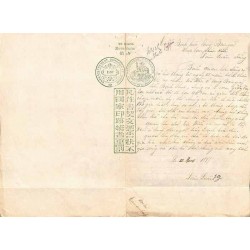 Droits de greffe 77 cents avec timbres surchargés 1897