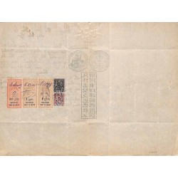 Droits de greffe 77 cents avec timbres surchargés sur papier timbré 1897