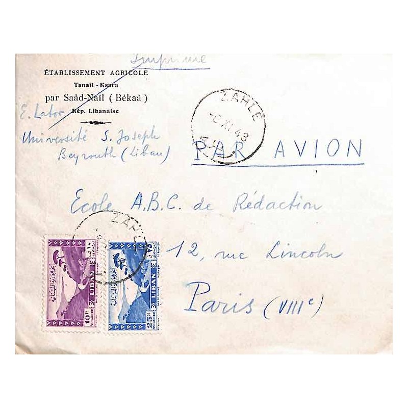 1948 ZAHLE Liban Lettre avion à 35 p