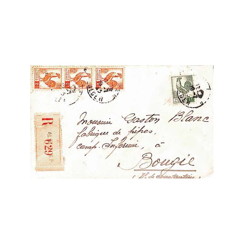 1945 Lettre à 7 f. Oblitération ALGER RP