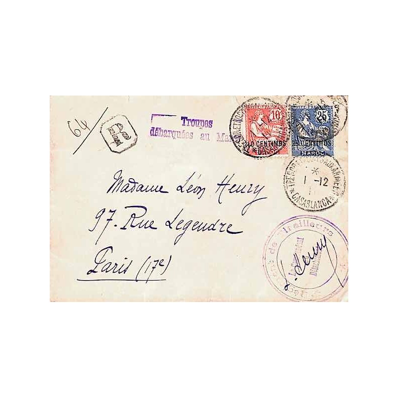 CASABLANCA * TRESOR ET POSTES AUX ARMEES *  1911