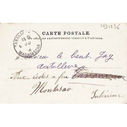 Carte postale 1912 Timbre à date en arrivée  74 - MADAGASCAR -