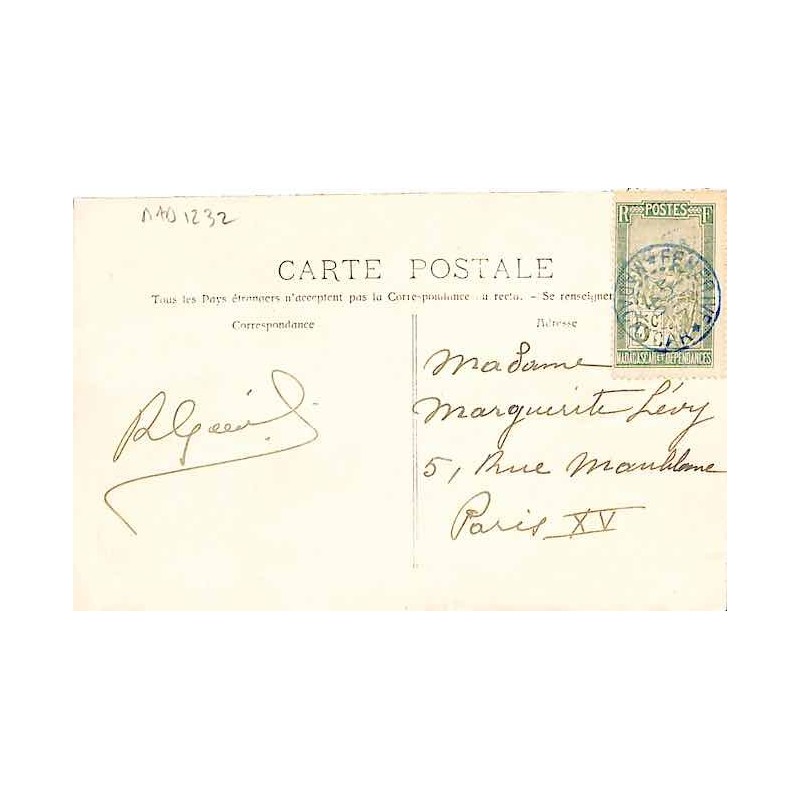 Carte postale 1910 Oblitération FENERIVE * MADAGASCAR *