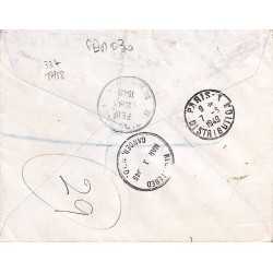 1949 Lettre avion recommandée pour la France  Affranchissement 337, PA18