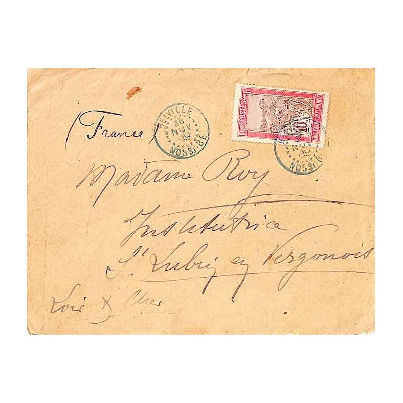 Lettre 1909 Oblitération HELVILLE NOSSI-BE