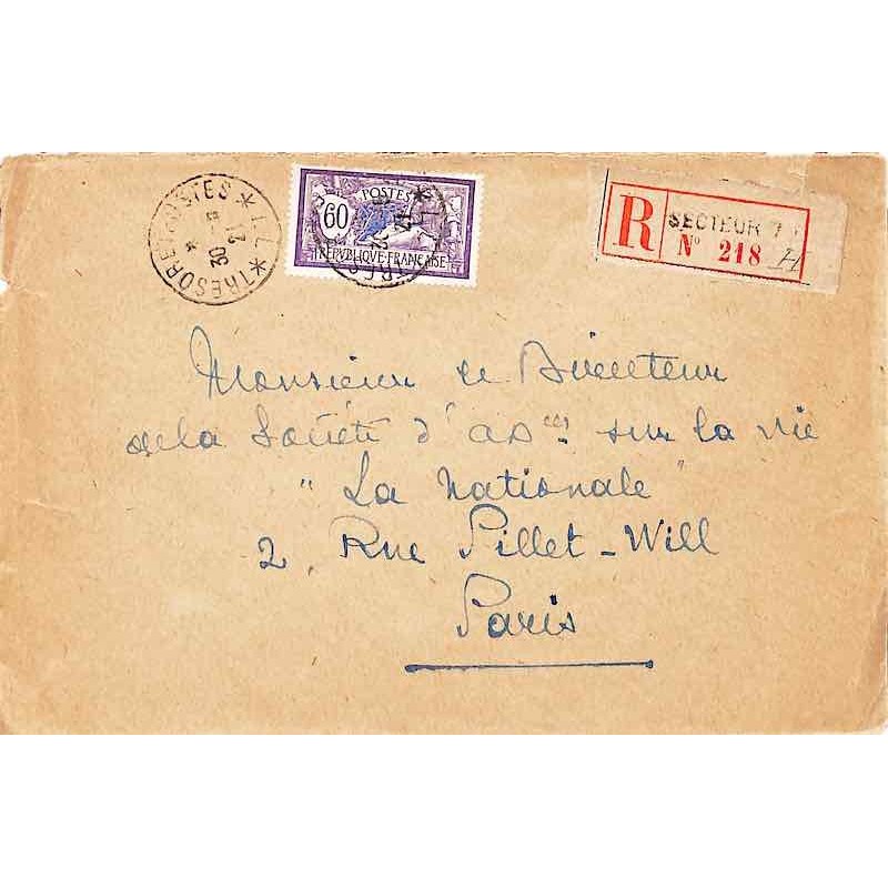 1921 TRESOR ET POSTES * 77 * avec 60 c Merson