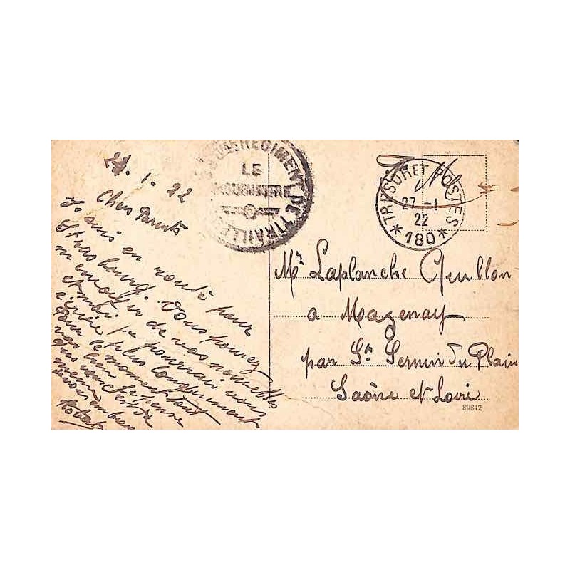 1922 TRESOR ET POSTES * 180 * Cachet 33 eme REGIMENT DE TIRAILLEURS  LE VAGUEMESTRE