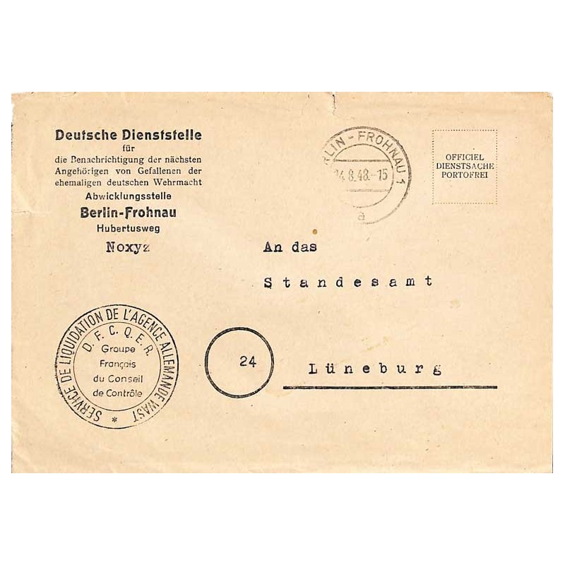 Cachet SERVICE DE LIQUIDATION DE L'AGENCE ALLEMANDE WAST Cachet SERVICE DE LIQUIDATION DE L'AGENCE ALLEMANDE WAST