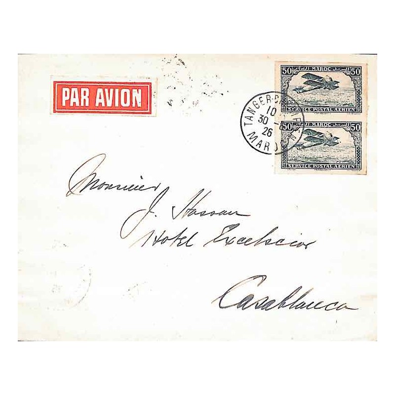 1926 Lettre avion Affranchissement timbres non-dentelés MAROC