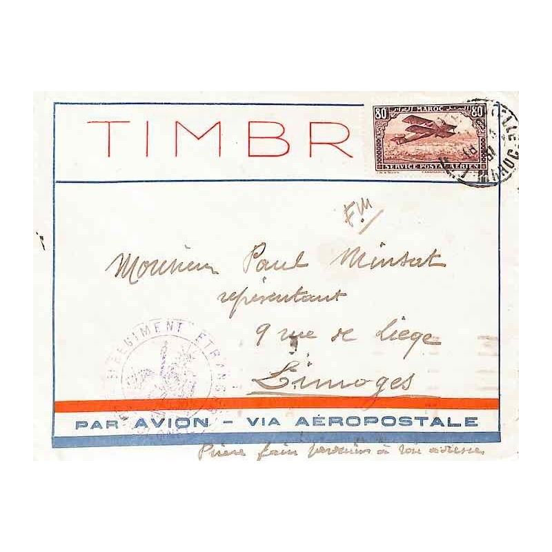 1930 Lettre FM Cachet 3 E REGIMENT ETRANGER