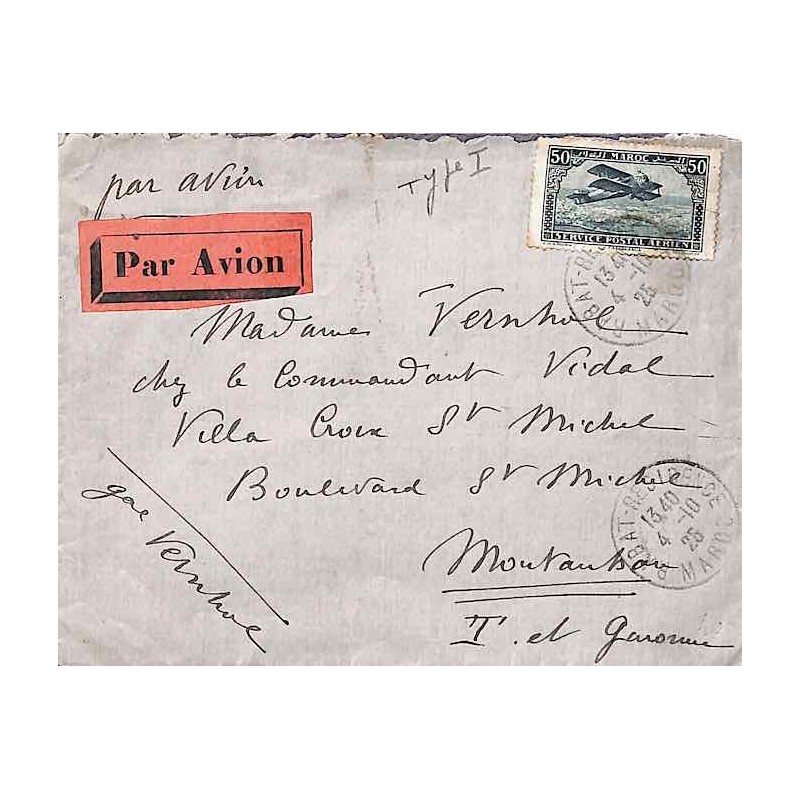 1925 Lettre avion en FM  PA3a RABAT RESIDENCE MAROC