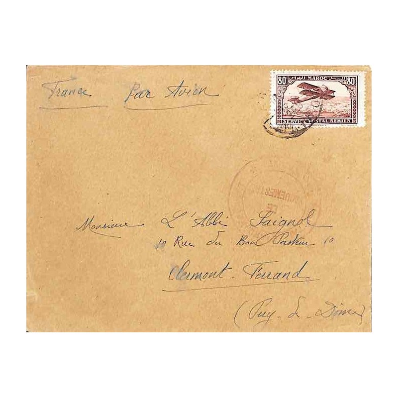 1929 Lettre à 80 c Cachet HOPITAL MARIE-FEUILLET * RABAT * LE VAGUEMESTRE