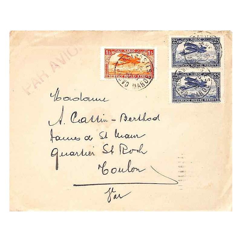 1930 Lettre avion à 1 f. 50 CASABLANCA-POSTES MAROC