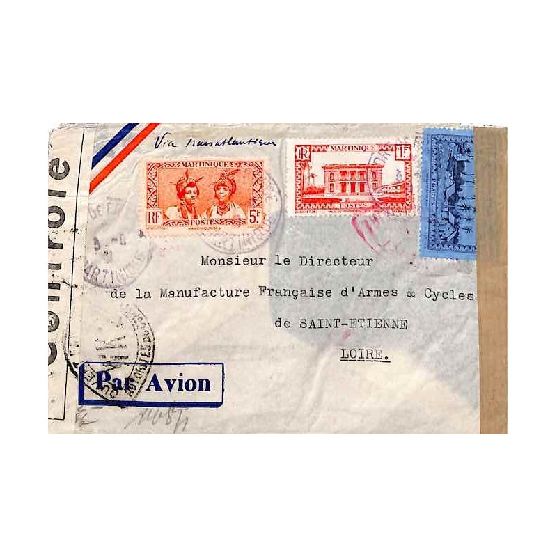 1941 Lettre à 16 f. pour la France Double censure