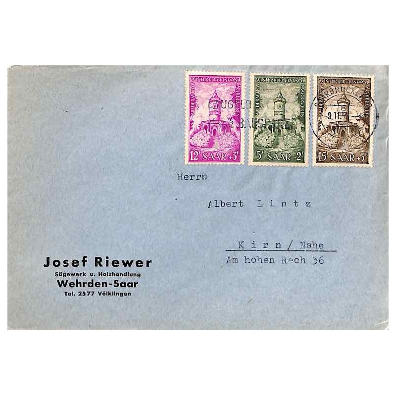 Lettre locale 1956 Affranchissent 355, 356, 357