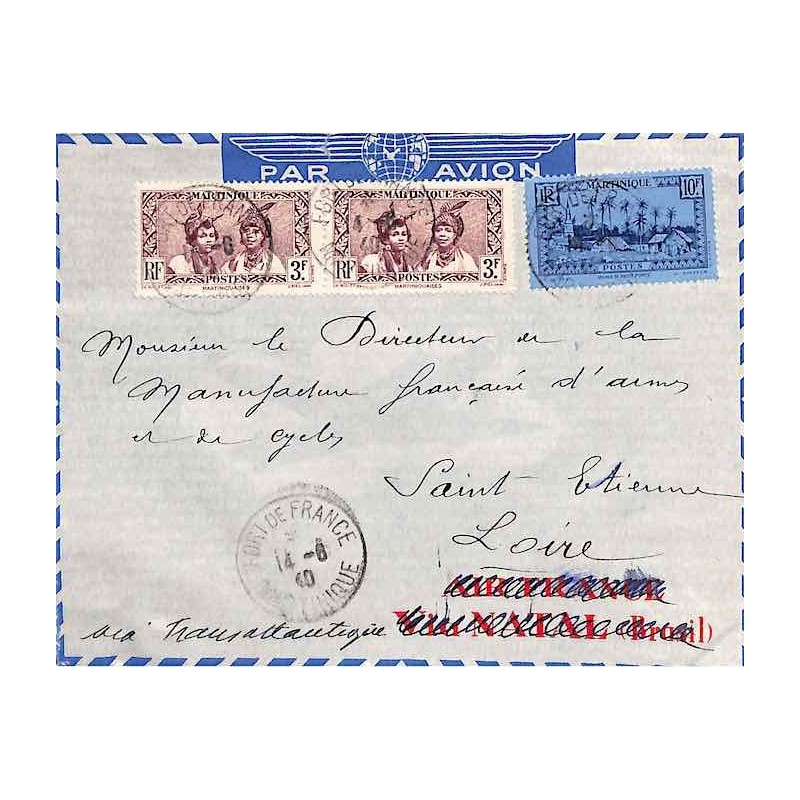 1940 Lettre à 16 f. pour la France Censure