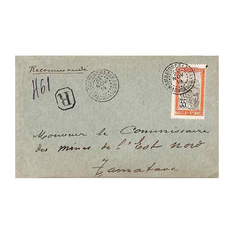 1914 Lettre 35 c Oblitération AMBATONDRAZAKA MADAGASCAR