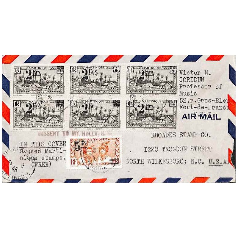 1945 Lettre à 13 f. avion pour les USA