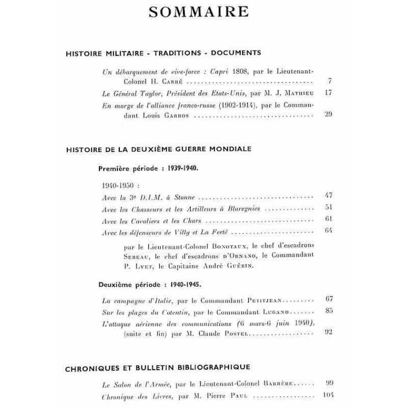 1950, n° 2 Revue Historique de l'Armée