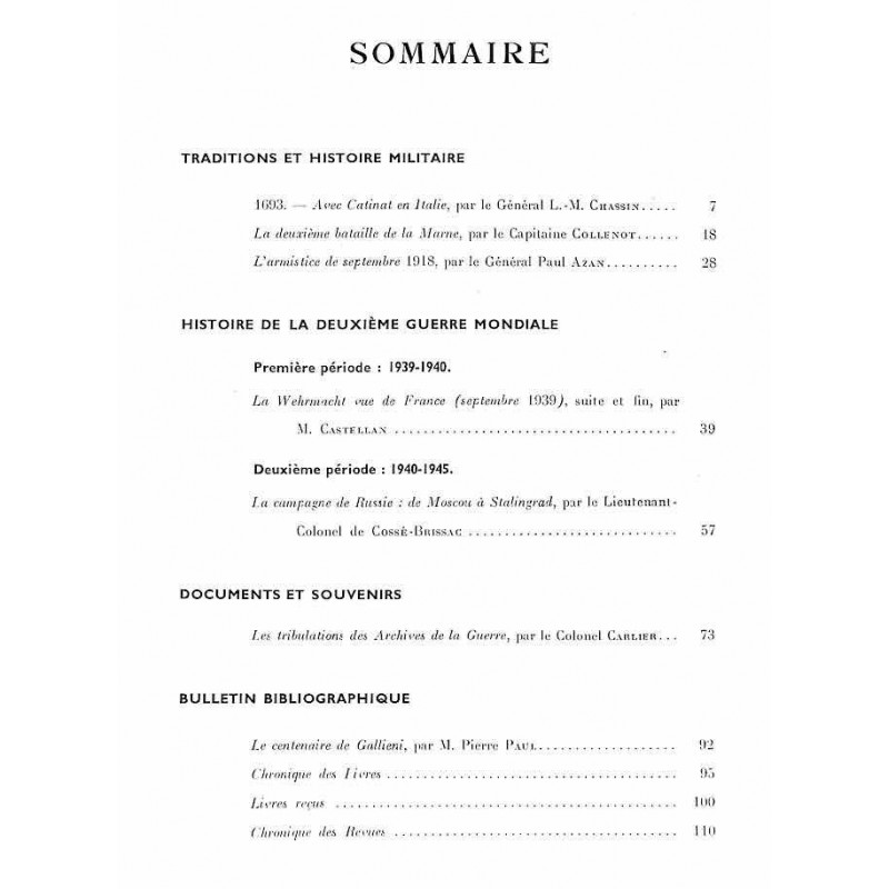1949, n° 4 Revue Historique de l'Armée