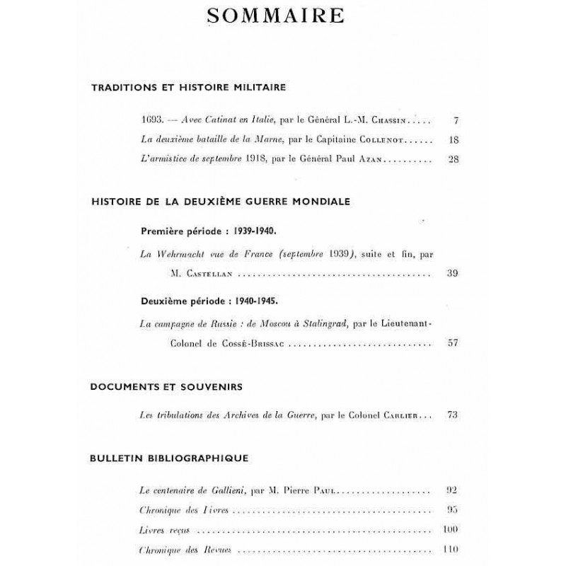 1949, n° 3 Revue Historique de l'Armée