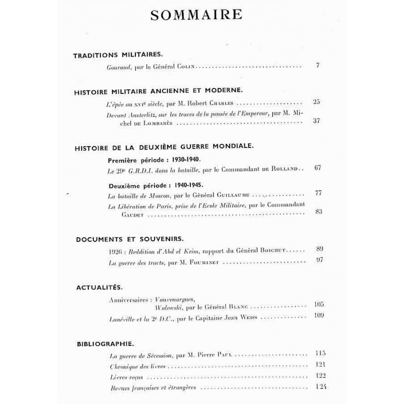 1947, n° 3 Revue Historique de l'Armée