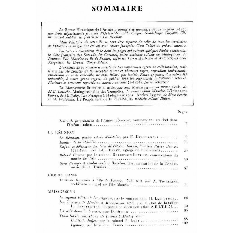 1963, n° 4 spécial Revue Historique de l'Armée