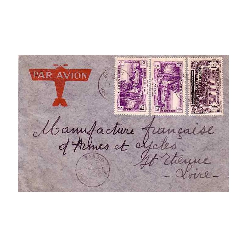 1937 Lettre 2 f. 65 avion de BANGUI OUBANGUI-CHARI