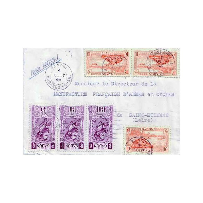 1935 Lettre avion 2 f. 50  BANGUI OUBANGUI-CHARI