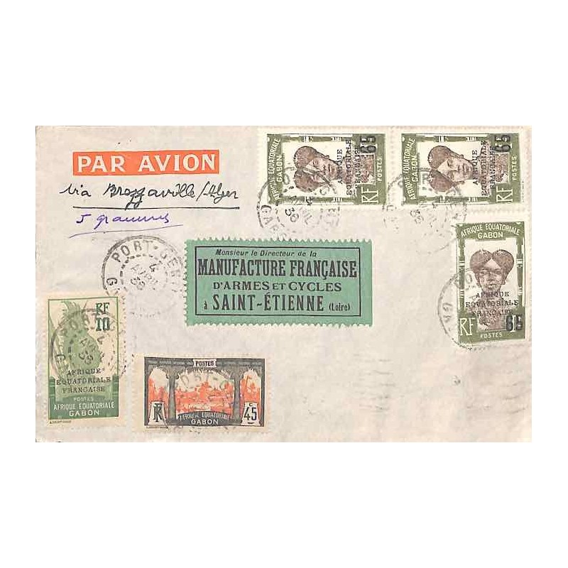 1936 Lettre 2 f. 50  de PORT-GENTIL GABON