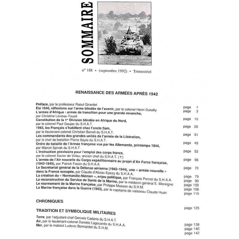 1992 n° 3 - REVUE HISTORIQUE DES ARMEES