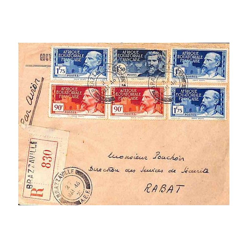 1946 Cover 17 f. 10 postage BRAZZAVILLE A.E.F