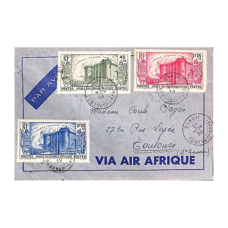 1939 lettre timbre Bastille