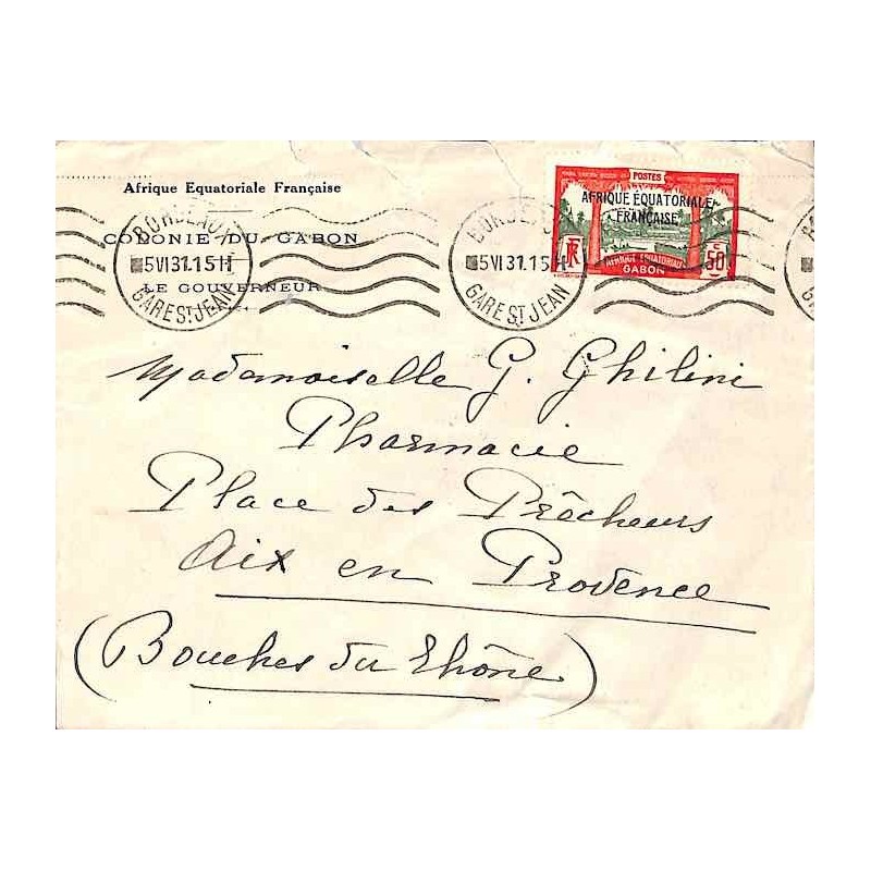 1931 Lettre Oblitération mécanique à l’arrivée BORDEAUX GARE ST JEAN