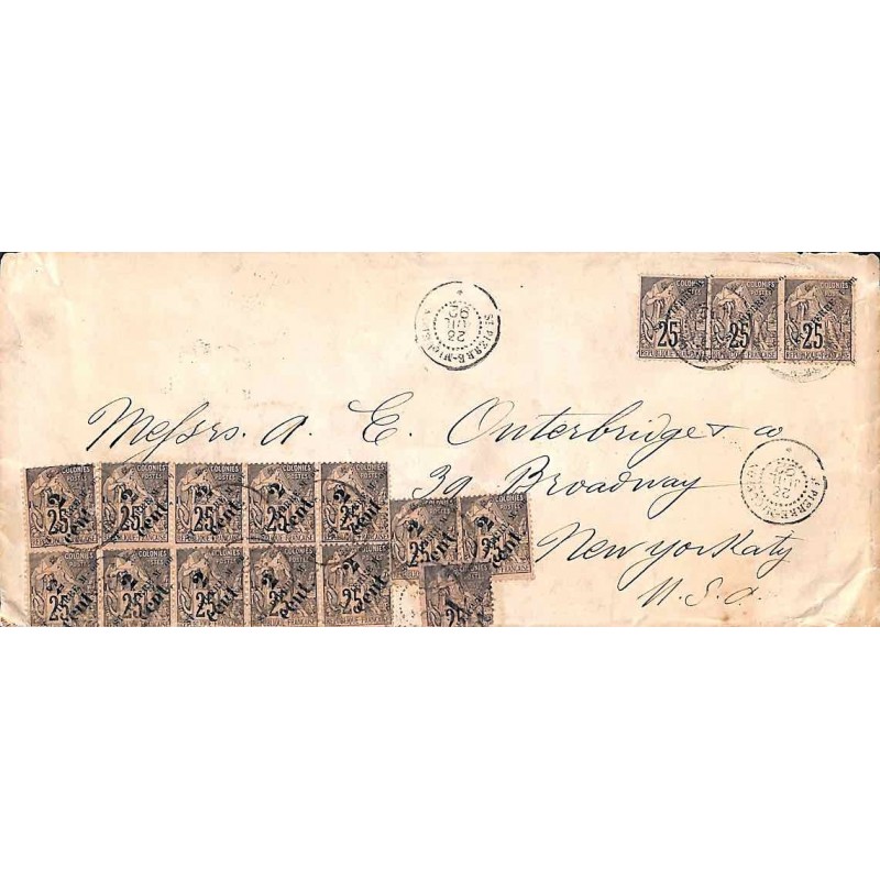 1892 Enveloppe longue pour les USA 1892 Affranchissement 1 f.