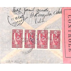 1944 Lettre Oblitération TRIPOLI-LIBAN Bande censure France libre